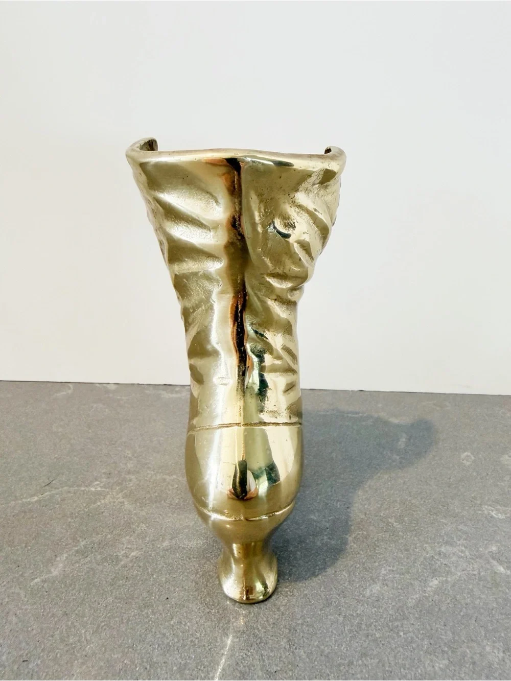 Vintage Gold Brass Metallic Victorian Boot Figurine Vase Accent - Picture 3 of 6